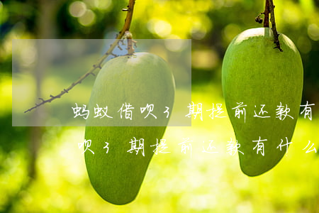 蚂蚁借呗3期提前还款有什么影响-蚂蚁借呗3期提前还款有什么影响吗