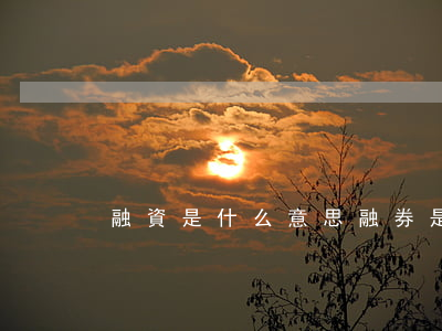 融資是什么意思(融券是什么意思)