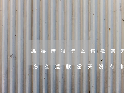 螞蟻借唄怎么還款當天沒有扣款-螞蟻借唄怎么還款當天沒有扣款呢