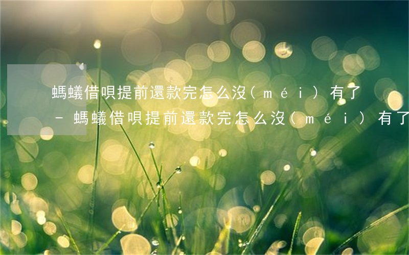 螞蟻借唄提前還款完怎么沒(méi)有了-螞蟻借唄提前還款完怎么沒(méi)有了呢