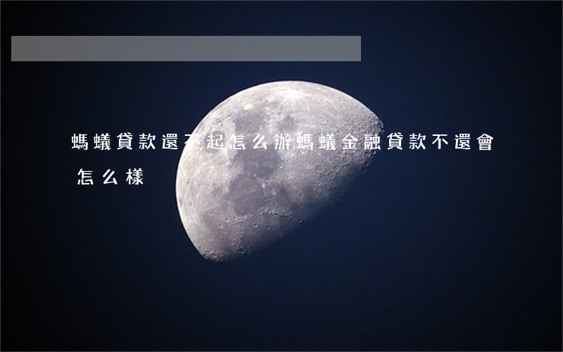 螞蟻貸款還不起怎么辦(螞蟻金融貸款不還會怎么樣)