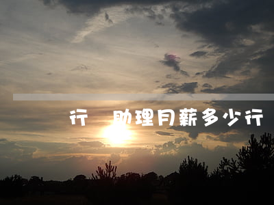行長助理月薪多少(行長助理和副行長待遇)