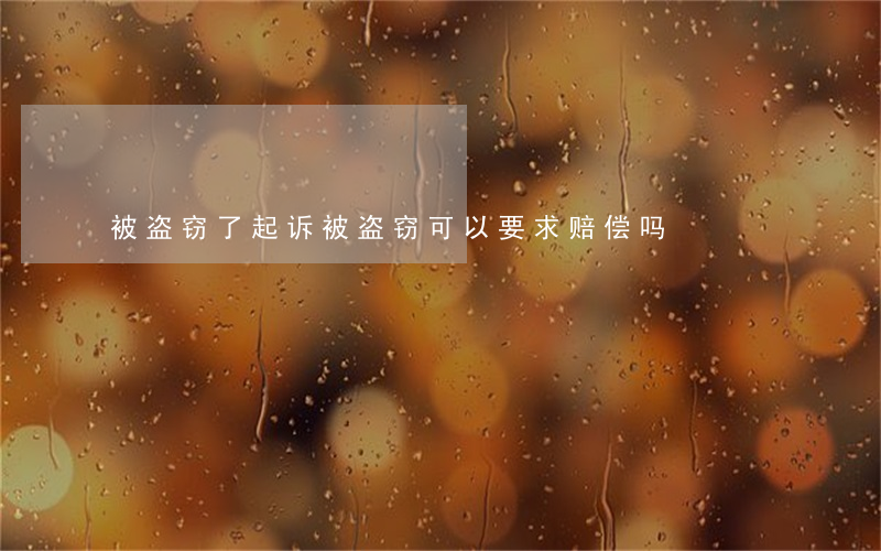 被盗窃了起诉(被盗窃可以要求赔偿吗) 被盗窃了起诉(被盗窃可以要求赔偿吗)