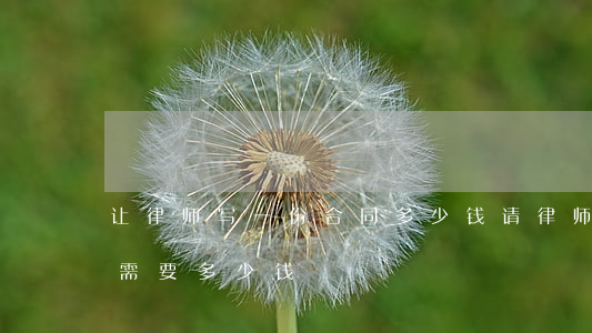 让律师写一份合同多少钱(请律师写一个合同需要多少钱)
