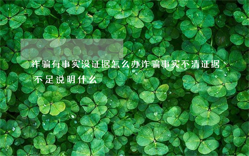 诈骗有事实没证据怎么办(诈骗事实不清证据不足说明什么)
