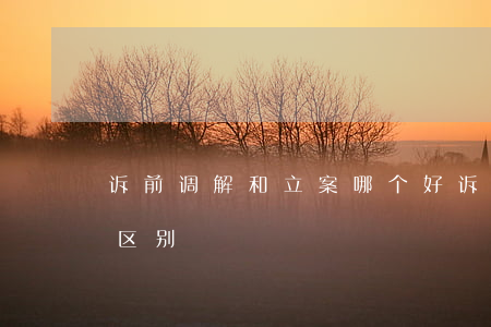 诉前调解和立案哪个好(诉前调解和立案调解区别)