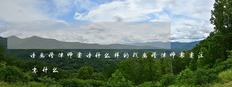 请离婚律师要请什么样的(找离婚律师需要注意什么)