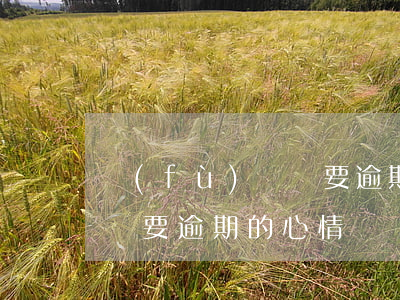 負(fù)債將要逾期的心情(負(fù)債將要逾期的心情)