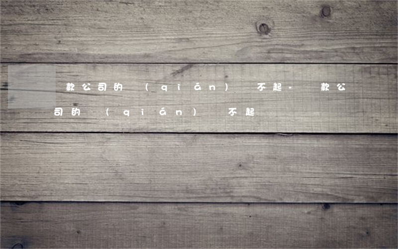貸款公司的錢(qián)還不起-貸款公司的錢(qián)還不起