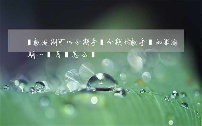 貸款逾期可以分期手機(分期付款手機如果逾期一個月會怎么樣?)