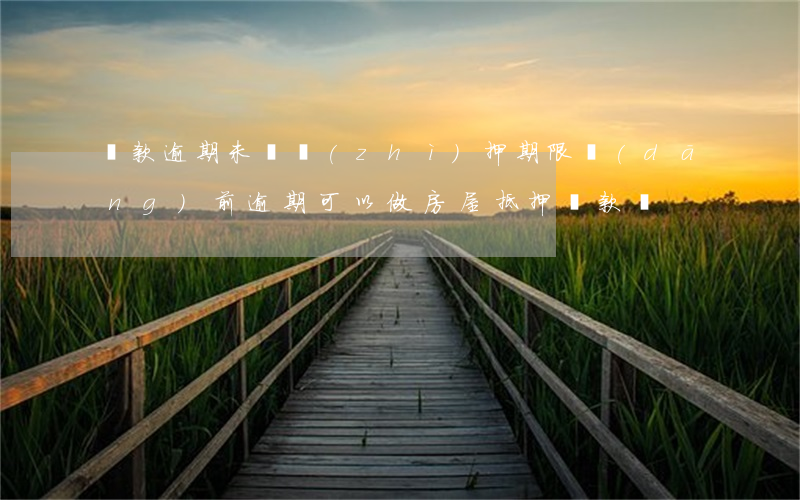 貸款逾期未還質(zhì)押期限(當(dāng)前逾期可以做房屋抵押貸款嗎)