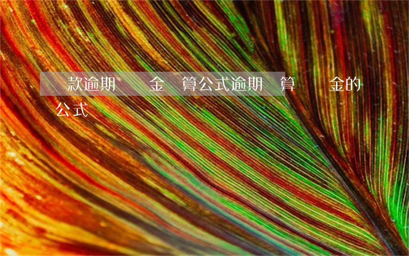 貸款逾期滯納金計算公式(逾期計算滯納金的公式)