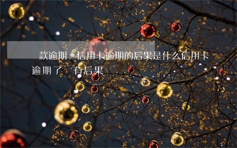 貸款逾期與信用卡逾期的后果是什么（信用卡逾期了會有后果嗎）