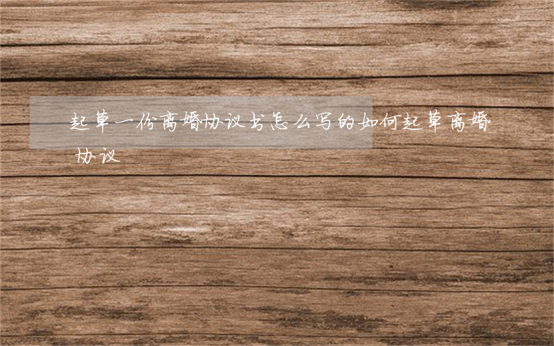 起草一份离婚协议书怎么写的(如何起草离婚协议)
