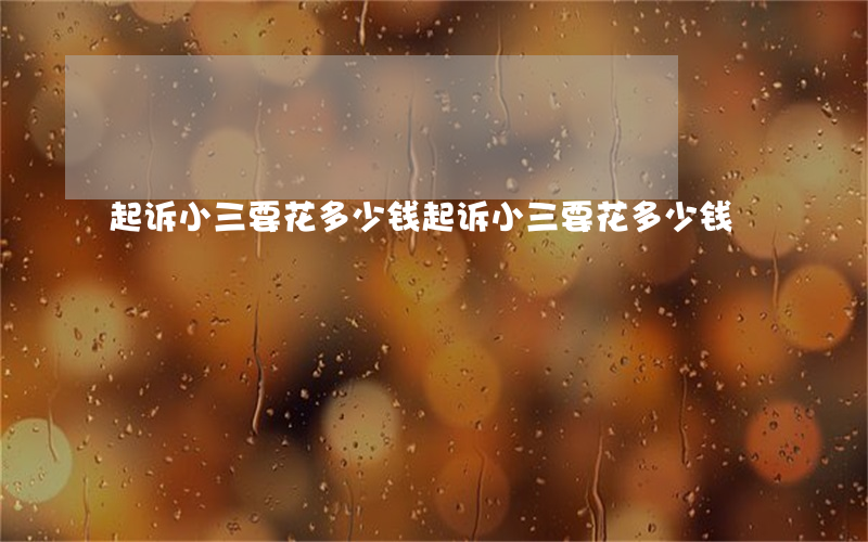 起诉小三要花多少钱(起诉小三要花多少钱)