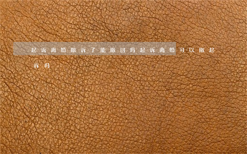 起诉离婚撤诉了能撤回吗(起诉离婚可以撤起诉吗)