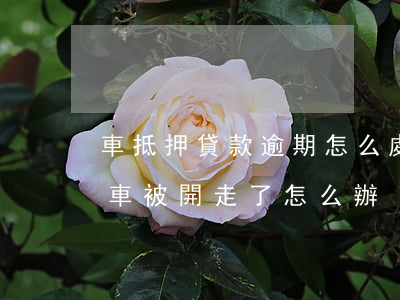 車抵押貸款逾期怎么處理(車抵押貸款逾期了車被開走了怎么辦)