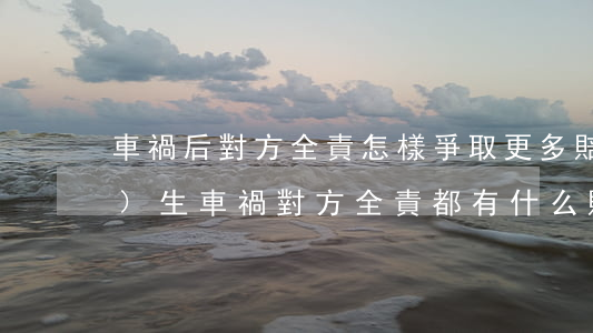 車禍后對方全責怎樣爭取更多賠償(發(fā)生車禍對方全責都有什么賠償)