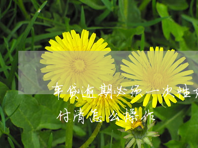 车贷逾期必须一次性结清吗(车贷逾期想一次付清怎么操作)