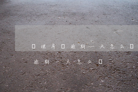 辦理房貸逾期一天怎么辦(個(gè)人房貸逾期一天怎么辦)