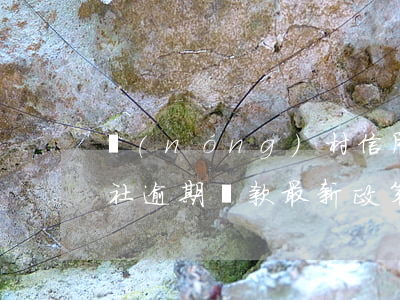 農(nóng)村信用合作社逾期還款(信用社逾期還款最新政策)