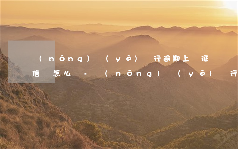 農(nóng)業(yè)銀行逾期上報征信該怎么辦-農(nóng)業(yè)銀行逾期還款了上征信會有什么問題