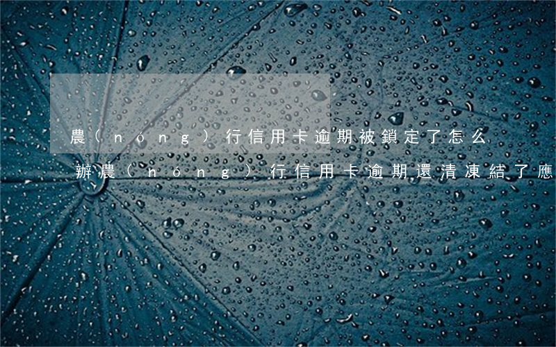 農(nóng)行信用卡逾期被鎖定了怎么辦(農(nóng)行信用卡逾期還清凍結了應該怎么辦)