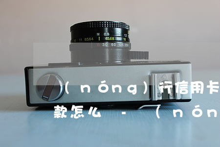 農(nóng)行信用卡逾期被鎖定，我想還款怎么辦-農(nóng)行信用卡逾期被鎖定,我想還款怎么辦呢