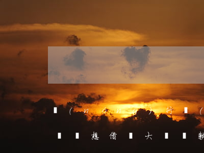 農(nóng)行網(wǎng)捷貸不看負債(想借個大額貸款把網(wǎng)貸清了)
