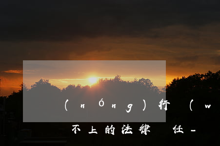 農(nóng)行網(wǎng)捷貸逾期還不上的法律責任-農(nóng)行網(wǎng)捷貸逾期還不上的法律責任是什么