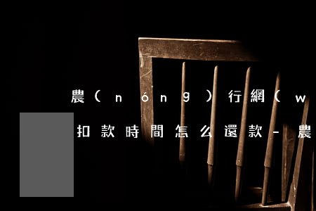 農(nóng)行網(wǎng)捷貸錯過扣款時間怎么還款-農(nóng)行網(wǎng)捷貸錯過扣款時間怎么還款啊