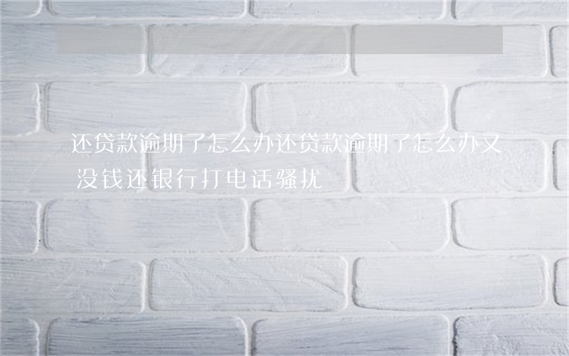 还贷款逾期了怎么办(还贷款逾期了怎么办又没钱还银行打电话骚扰)