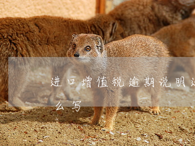 进口增值税逾期说明(进口增值税逾期说明怎么写)