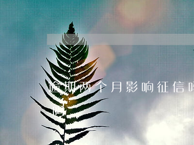 逾期两个月影响征信吗（逾期两个月会有影响吗）