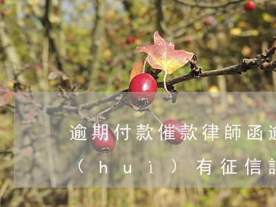 逾期付款催款律師函 逾期付款催款律師函會(huì)有征信記錄嗎