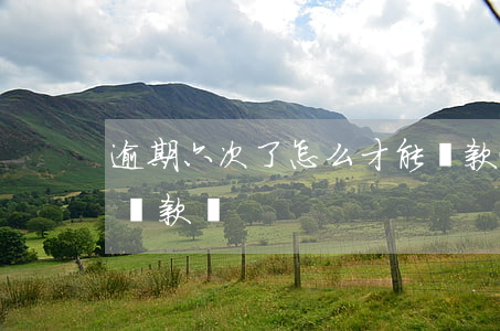 逾期六次了怎么才能貸款(逾期連三累六可以貸款嗎)