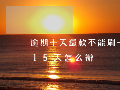 逾期十天還款不能刷卡了(信用卡還款逾期了15天怎么辦)