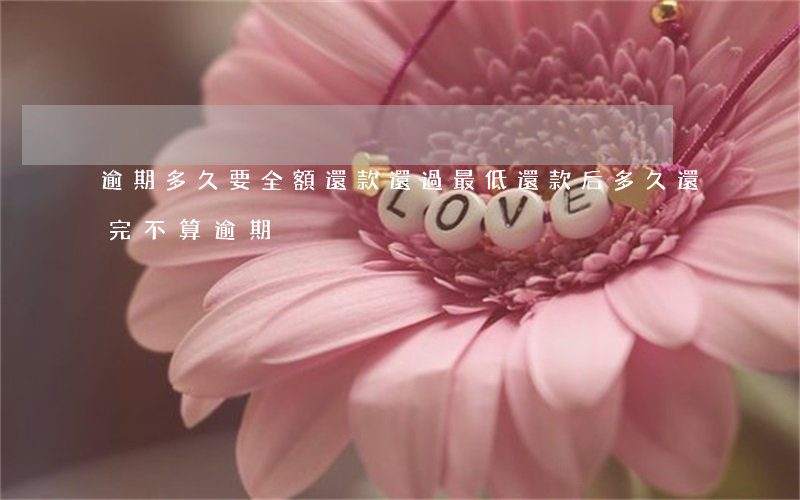 逾期多久要全額還款(還過最低還款后多久還完不算逾期)