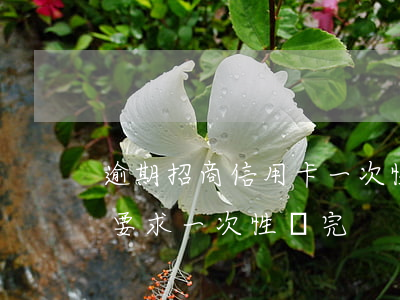 逾期招商信用卡一次性還清可以嗎(招商逾期要求一次性還完)