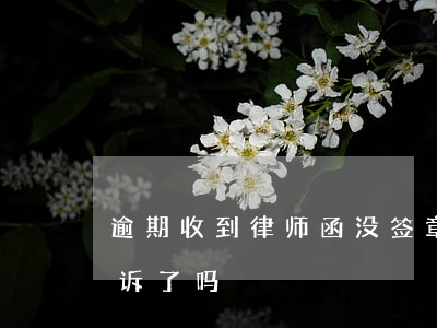 逾期收到律师函没签章(逾期寄律师函就是起诉了吗)