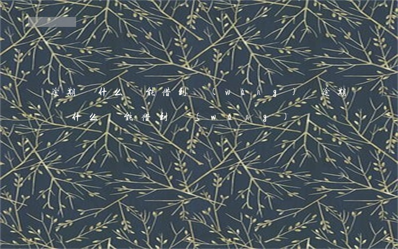 逾期為什么還能借到網(wǎng)貸(逾期為什么還能借到網(wǎng)貸)