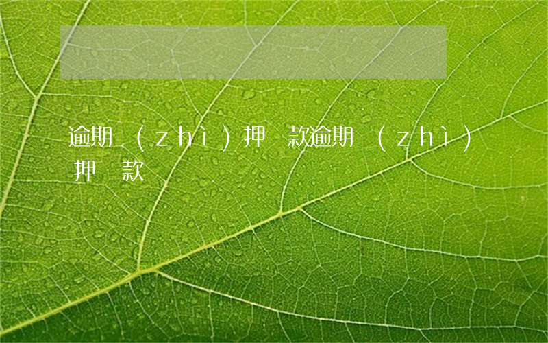 逾期質(zhì)押貸款(逾期質(zhì)押貸款)