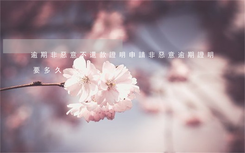 逾期非惡意不還款證明(申請非惡意逾期證明要多久)