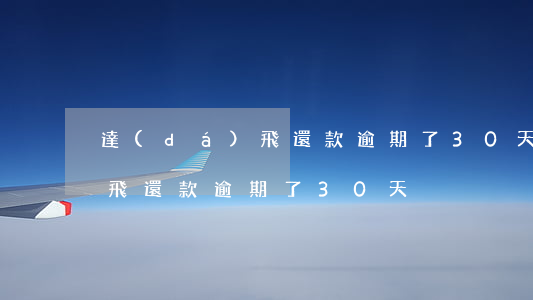 達(dá)飛還款逾期了30天(達(dá)飛還款逾期了30天)