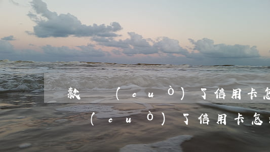 還款還錯(cuò)了信用卡怎么辦-還款還錯(cuò)了信用卡怎么辦理