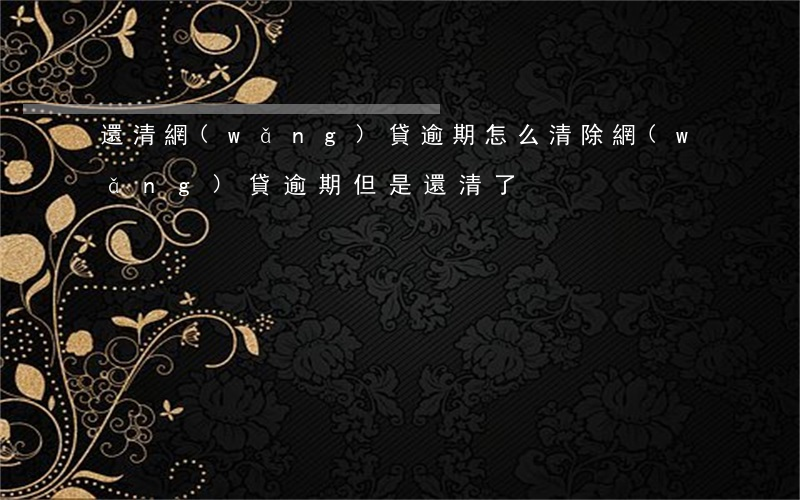 還清網(wǎng)貸逾期怎么清除(網(wǎng)貸逾期但是還清了)