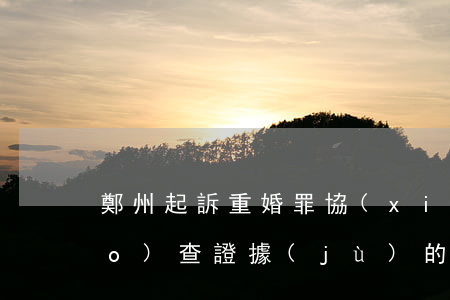 鄭州起訴重婚罪協(xié)助調(diào)查證據(jù)的專業(yè)律師(重婚罪律師有沒有調(diào)查取證權(quán))