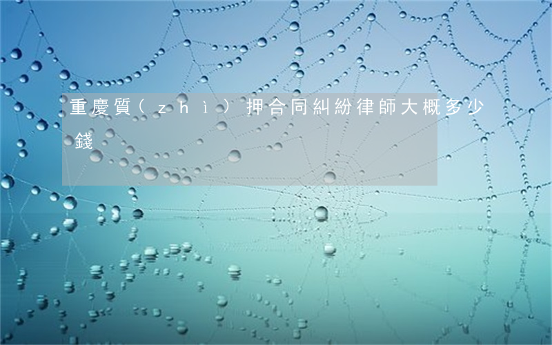 重慶質(zhì)押合同糾紛律師大概多少錢