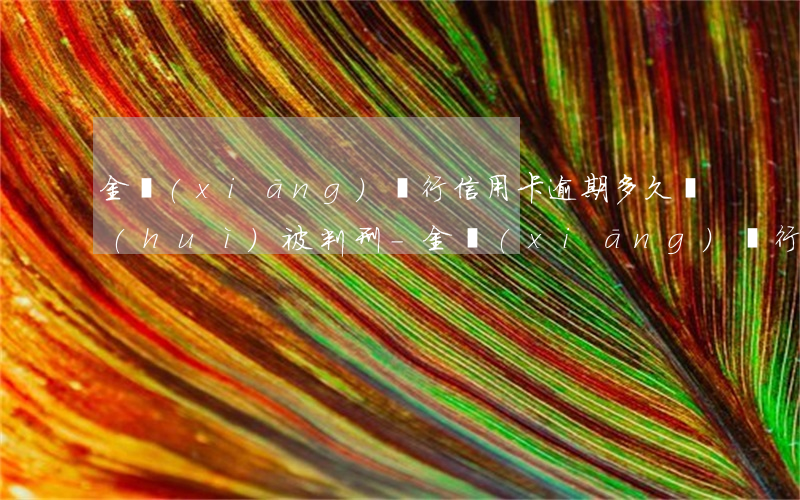 金鄉(xiāng)銀行信用卡逾期多久會(huì)被判刑-金鄉(xiāng)銀行信用卡逾期多久會(huì)被判刑呢