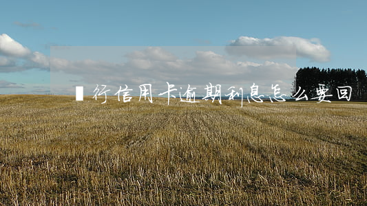 銀行信用卡逾期利息怎么要回